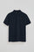 Navy-blue pique polo shirt with Rigby Go embroidered logo