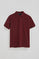 Maroon pique polo shirt with Rigby Go embroidered logo