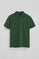 Bottle-green pique polo shirt with Rigby Go embroidered logo