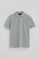 Blueish-grey pique polo shirt with Rigby Go embroidered logo