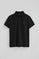 Black slim-fit pique polo shirt with Rigby Go embroidered logo