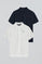 Men’s 2-pack pique polo shirts in navy and black with Rigby Go embroidery