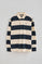 Long-sleeve striped polo shirt in navy blue and nude with Rigby Go embroidery