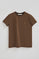 Dark-brown T-shirt with Rigby Go Gold logo