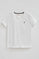 White short-sleeve V-neck T-shirt with Rigby Go logo