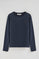 Navy-blue long-sleeve T-shirt with round neck and Rigby Go embroidered logo