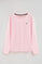 Pink long-sleeve T-shirt with round neck and Rigby Go embroidered logo