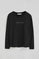 Black long-sleeve T-shirt with Polo Club rhinestones