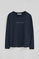 Navy-blue long-sleeve T-shirt with Polo Club rhinestones