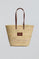 Beige large straw basket bag with Polo Club logo