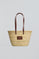 Beige medium straw basket bag with Polo Club logo