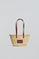 Beige small straw basket bag with Polo Club logo