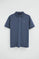 Denim-blue short-sleeve polo shirt with Rigby Go embroidered logo