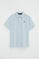 Light-blue short-sleeve polo shirt with Rigby Go embroidered logo
