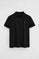 Black slim-fit polo shirt with Rigby Go embroidery