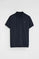Navy-blue cotton-linen polo shirt with Rigby Go embroidery