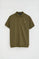 Dark-khaki cotton-linen polo shirt with Rigby Go embroidery