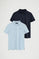 Men’s 2-pack polo shirts in navy blue and light blue with slim fit and Rigby Go embroidery
