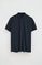 Navy-blue cotton-linen polo shirt with Polo Club patch