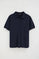 Navy-blue micro-structured cotton polo shirt with Rigby Go embroidery