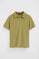 Leaf-green micro-structured cotton polo shirt with Rigby Go embroidery