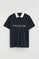 Navy-blue polo shirt with collar and Established 2012 Polo Club logo in contrasting colour