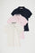 Women’s 3-pack polo shirts in navy blue, pink and nude with short sleeves, slim fit and Rigby Go embroidery