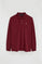 Maroon long-sleeve regular-fit polo shirt with Rigby Go embroidery