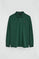 Bottle-green long-sleeve regular-fit polo shirt with Rigby Go embroidery
