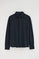 Navy-blue full-button polo shirt with Rigby Go embroidery