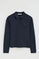 Navy-blue long-sleeve slim-fit polo shirt with Rigby Go embroidery