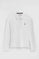 White long-sleeve slim-fit polo shirt with Rigby Go embroidery