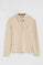 Beige long-sleeve slim-fit polo shirt with Rigby Go embroidery