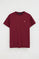 Maroon short-sleeve T-shirt with Rigby Go embroidery