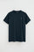 Navy-blue short-sleeve T-shirt with Rigby Go rubberised logo