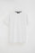 White short-sleeve T-shirt with Rigby Go rubberised logo