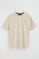Beige short-sleeve T-shirt with loose fit and Rigby Go logo