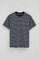 Striped loose-fit T-shirt in navy blue and nude with Rigby Go logo