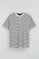 Striped loose-fit T-shirt in nude and navy blue with Rigby Go logo