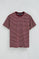 Striped loose-fit T-shirt in maroon and nude with Rigby Go logo