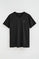 Black V-neck T-shirt with Rigby Go logo