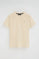 Cream V-neck T-shirt with Rigby Go logo