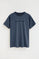 Denim-blue short-sleeve T-shirt with Established 2012 Polo Club embroidery