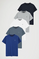 Men’s 5-pack T-shirts in navy blue, grey marl, white, denim blue and royal blue with short sleeves and Rigby Go embroidery