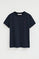 Navy-blue short-sleeve round-neck T-shirt with Rigby Go embroidery