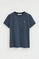 Denim-blue short-sleeve round-neck T-shirt with Rigby Go embroidery