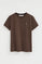 Chocolate short-sleeve round-neck T-shirt with Rigby Go embroidery