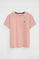Pale-pink short-sleeve round-neck T-shirt with Rigby Go embroidery