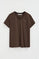 Chocolate short-sleeve V-neck T-shirt with Rigby Go embroidery