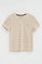 Striped regular-fit T-shirt in nude and light brown with Rigby Go embroidery